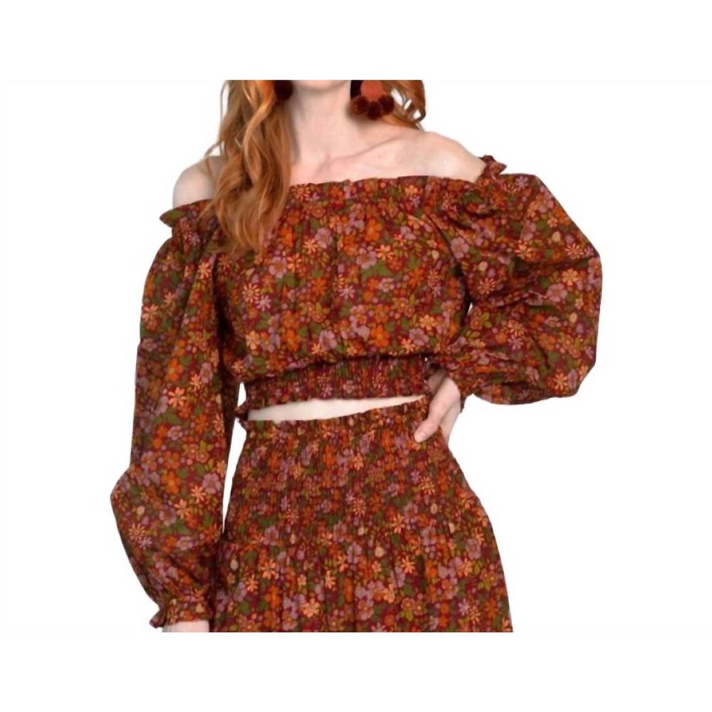 NEW OLIVIA JAMES THE LABEL gia long sleeve top in wildflower rosewood